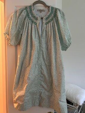 Baybala Mint Green Floral Smocked Button Blouse